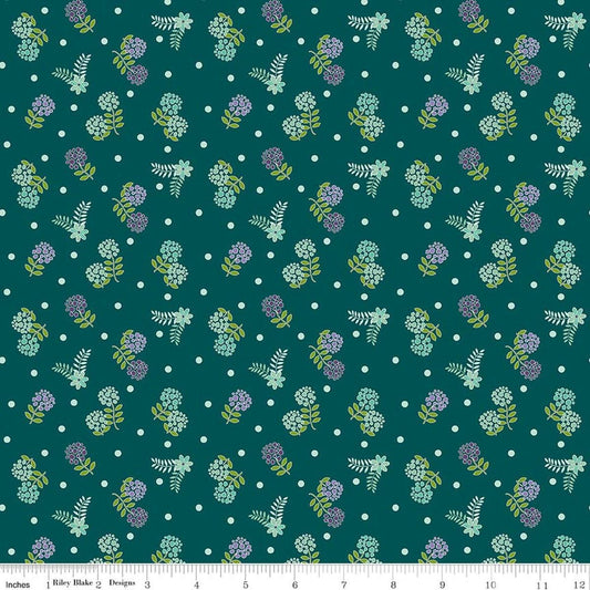 (5 yd) Riley Blake Awakenings Blossoms Teal C17104