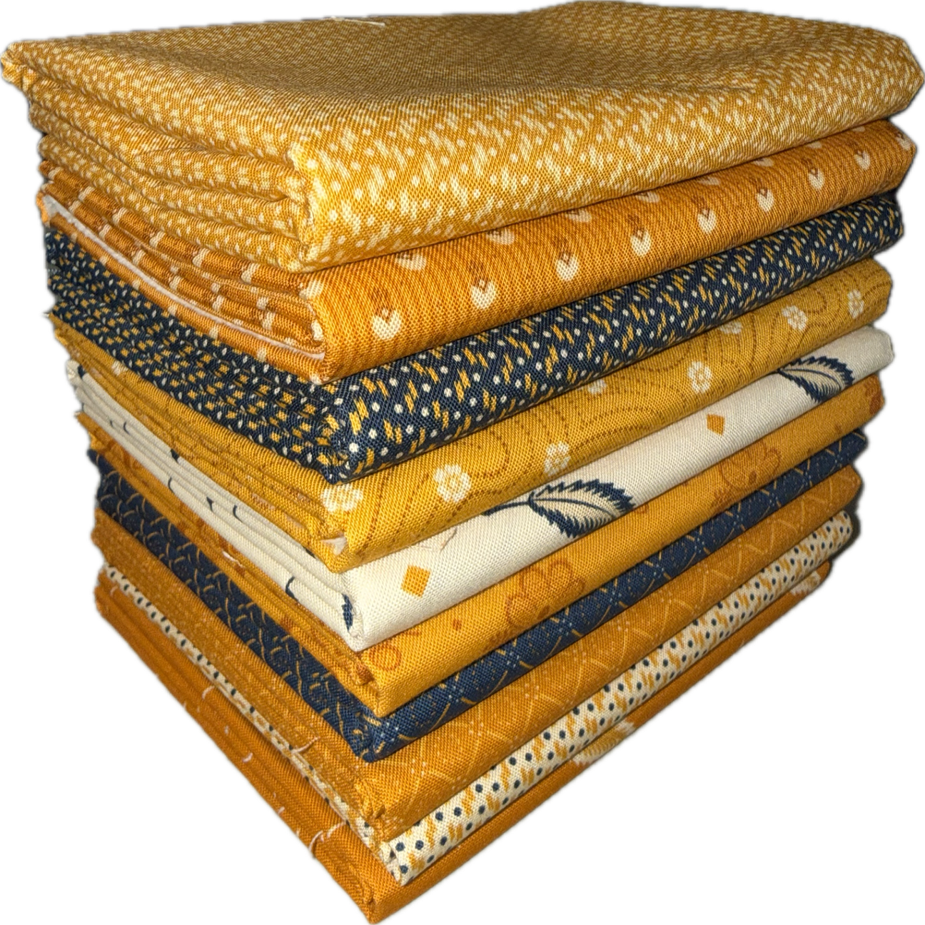 Andover "Indigo Cheddar" Half-yard Bundle - 10 Fabrics, 5 Total Yards