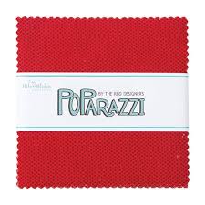 Charm Pack 5x5 Squares - Riley Blake POParazzi Red 5-inch Stacker - 40 5" Square