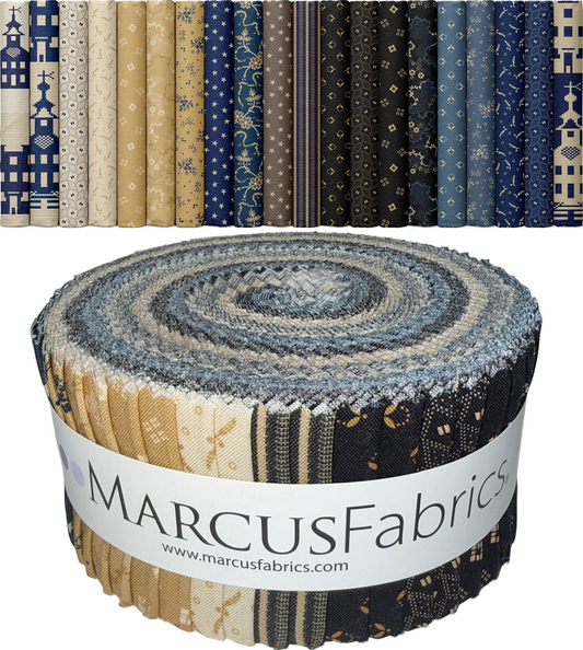 Marcus Fabrics - Indigo Schoolhouse - 40 2.5" Strips