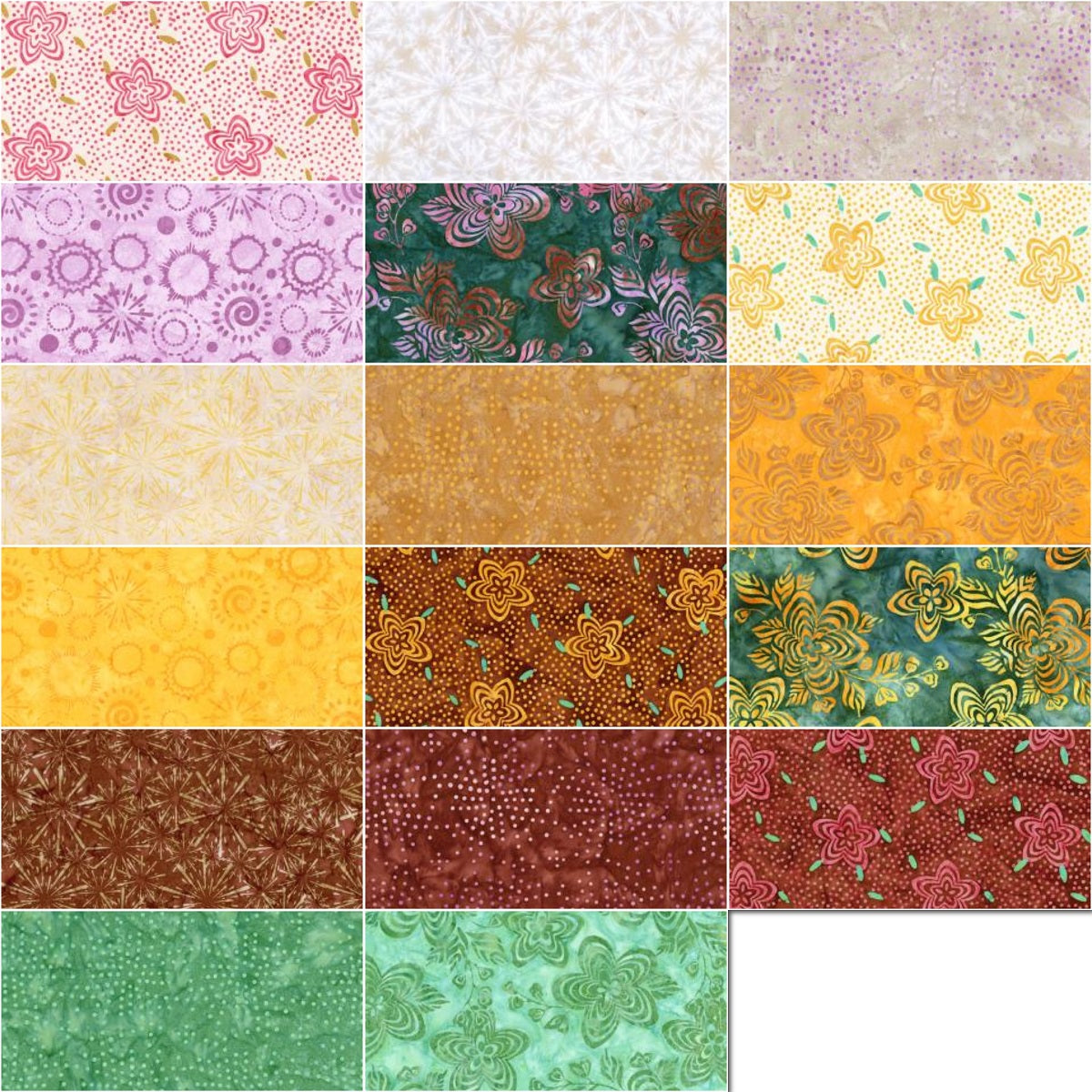 Riley Blake Ink & Nectar Expressions Batiks - 40 Strip Rolie Polie