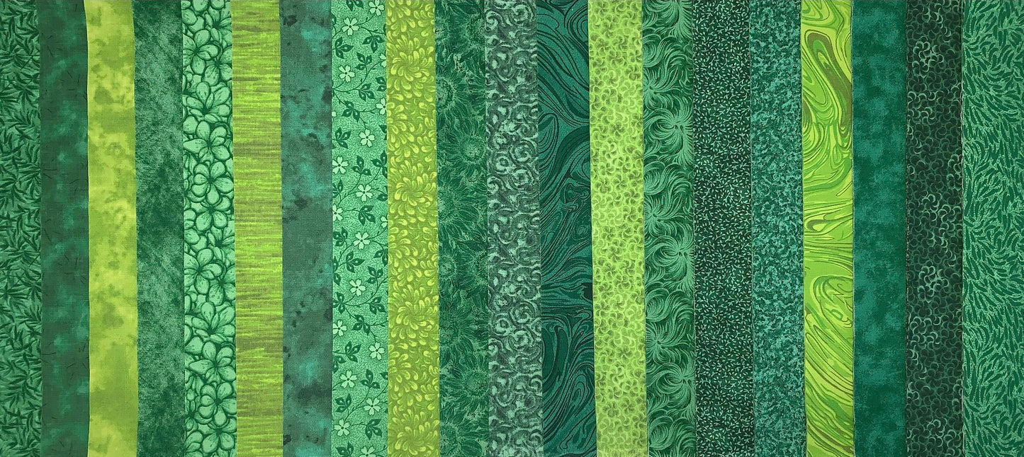 Jade Jewels 2.5" Roll - 20 Fabrics, 20 Total Strips
