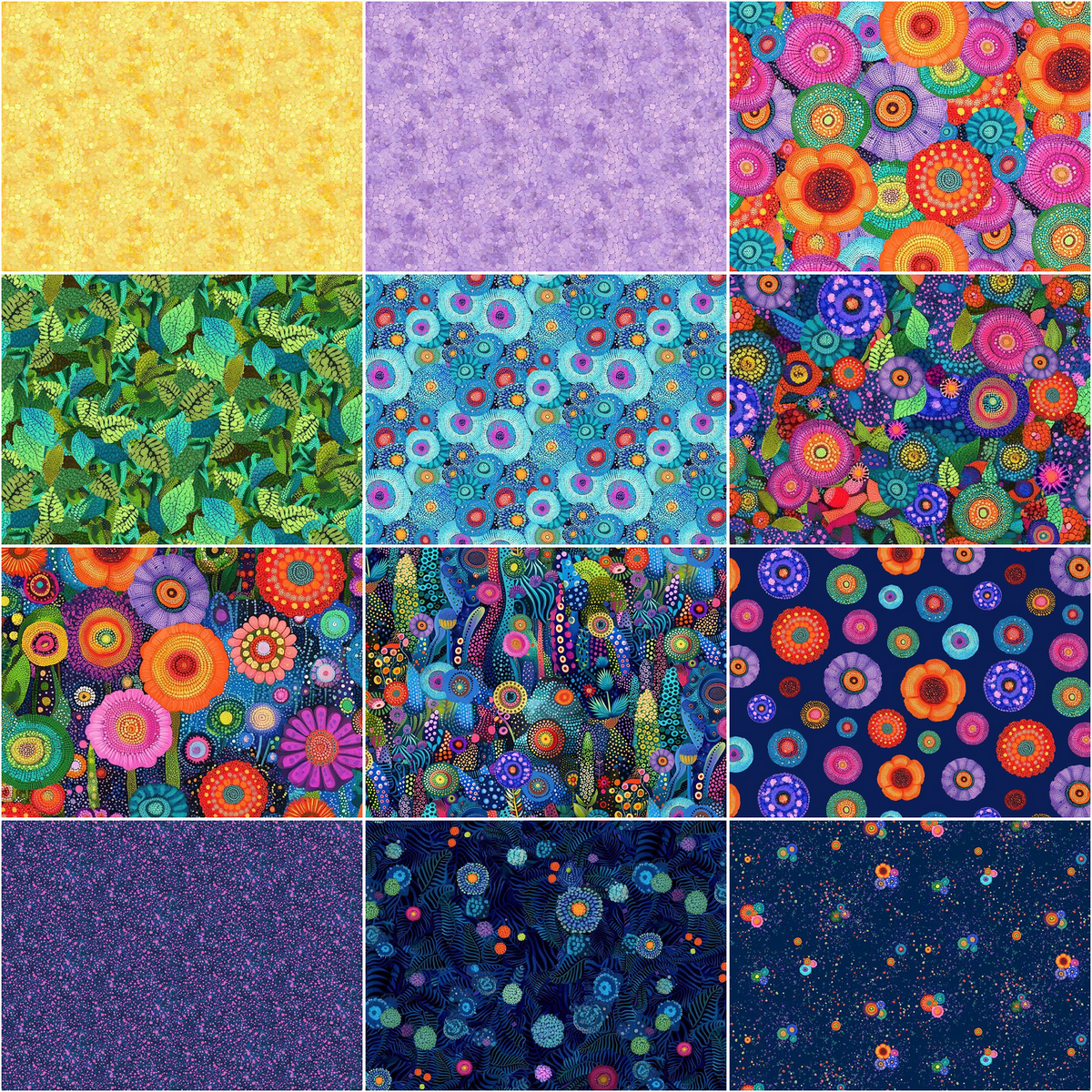 Timeless Treasures - Jubilant by Chong-a Hwang - 40 2.5" Strips/Jelly Roll