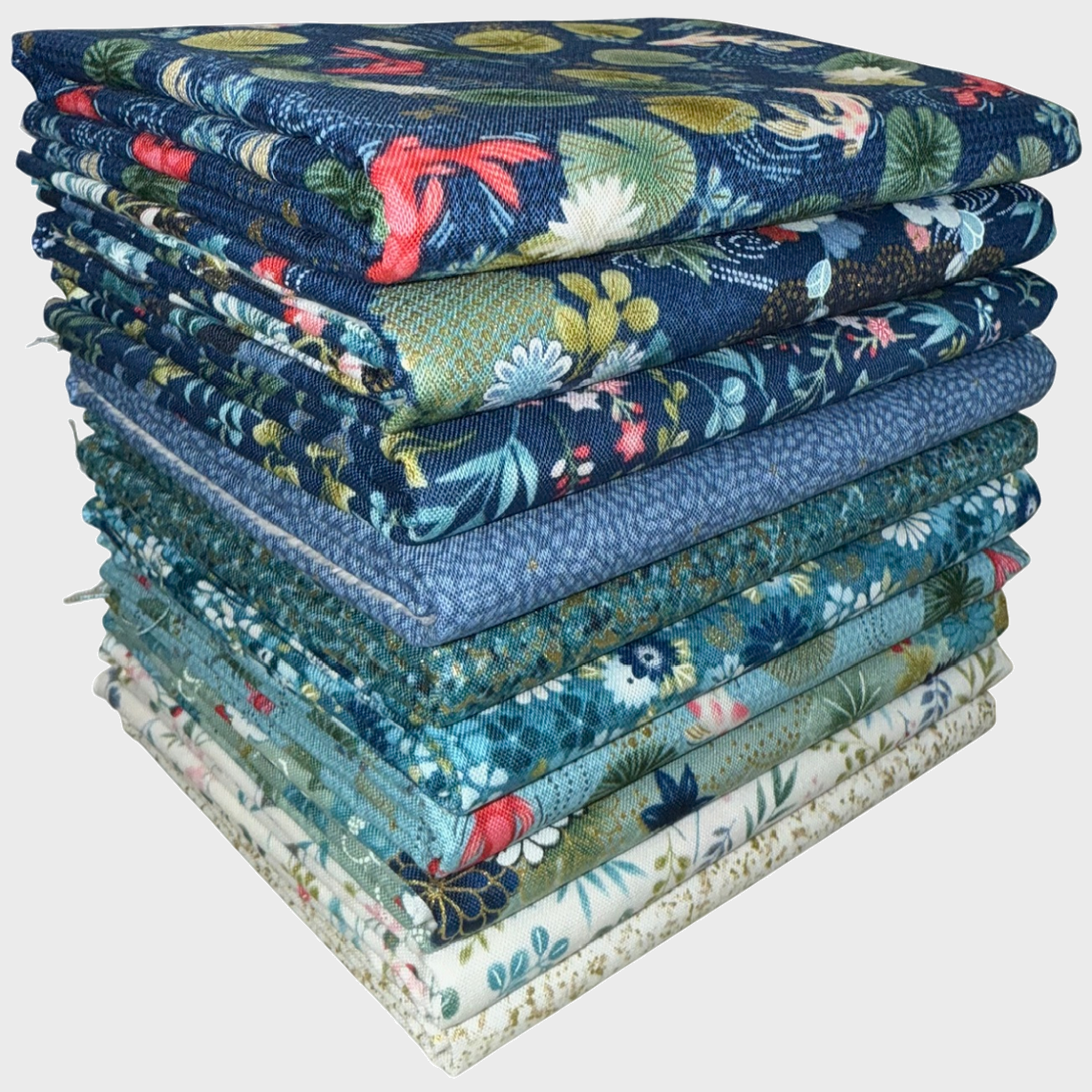 Andover "Kasumi" Koi Fish (Metallic Accents) Half-yard Bundle - 10 Fabrics, 5 Total Yards
