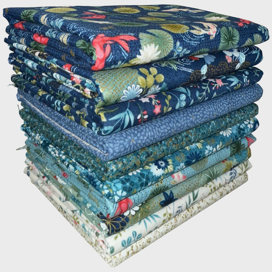 Andover "Kasumi" Koi Fish (Metallic Accents) Half-yard Bundle - 10 Fabrics, 5 Total Yards