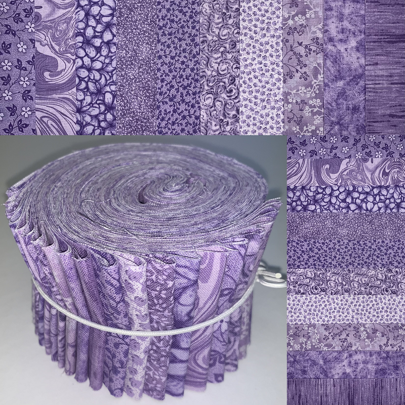 Basic Colors - Lavender 2.5" Roll - 10 Fabrics, 20 Total Strips