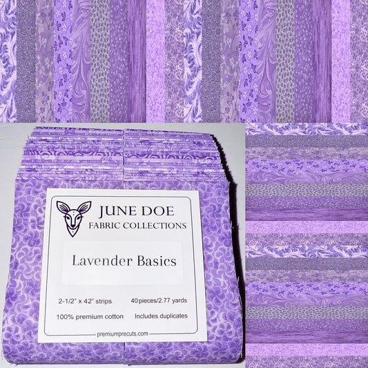 June Doe Fabric Collections - Lavender Basics - 40-Strip Pack