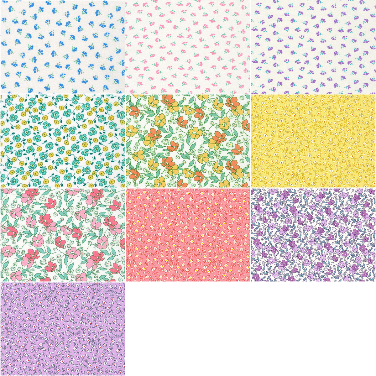 Half-yard Bundle - Robert Kaufman "Little Blossoms" - 10 Fabrics, 5 Total Yards