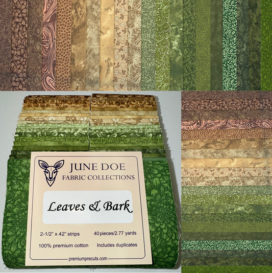 June Doe Fabric Collections - Leaves & Bark - 40-Strip Pack