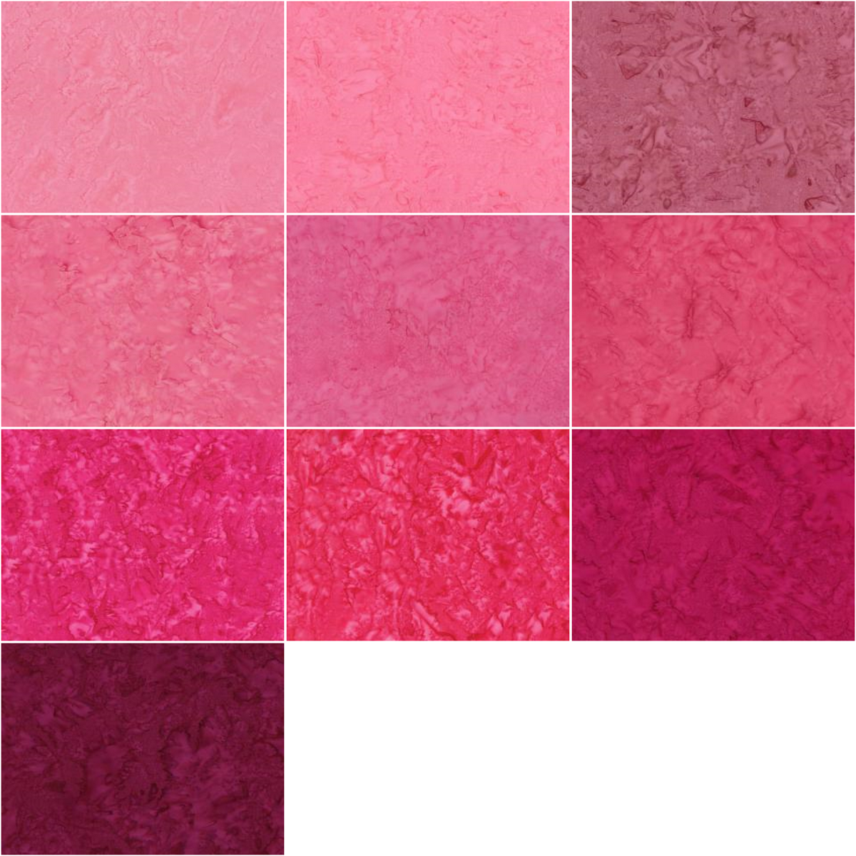 Half-yard Bundle - Riley Blake Expressions Batiks "Hand Dyes Lipstick" 10 Fabrics, 5 Total Yards