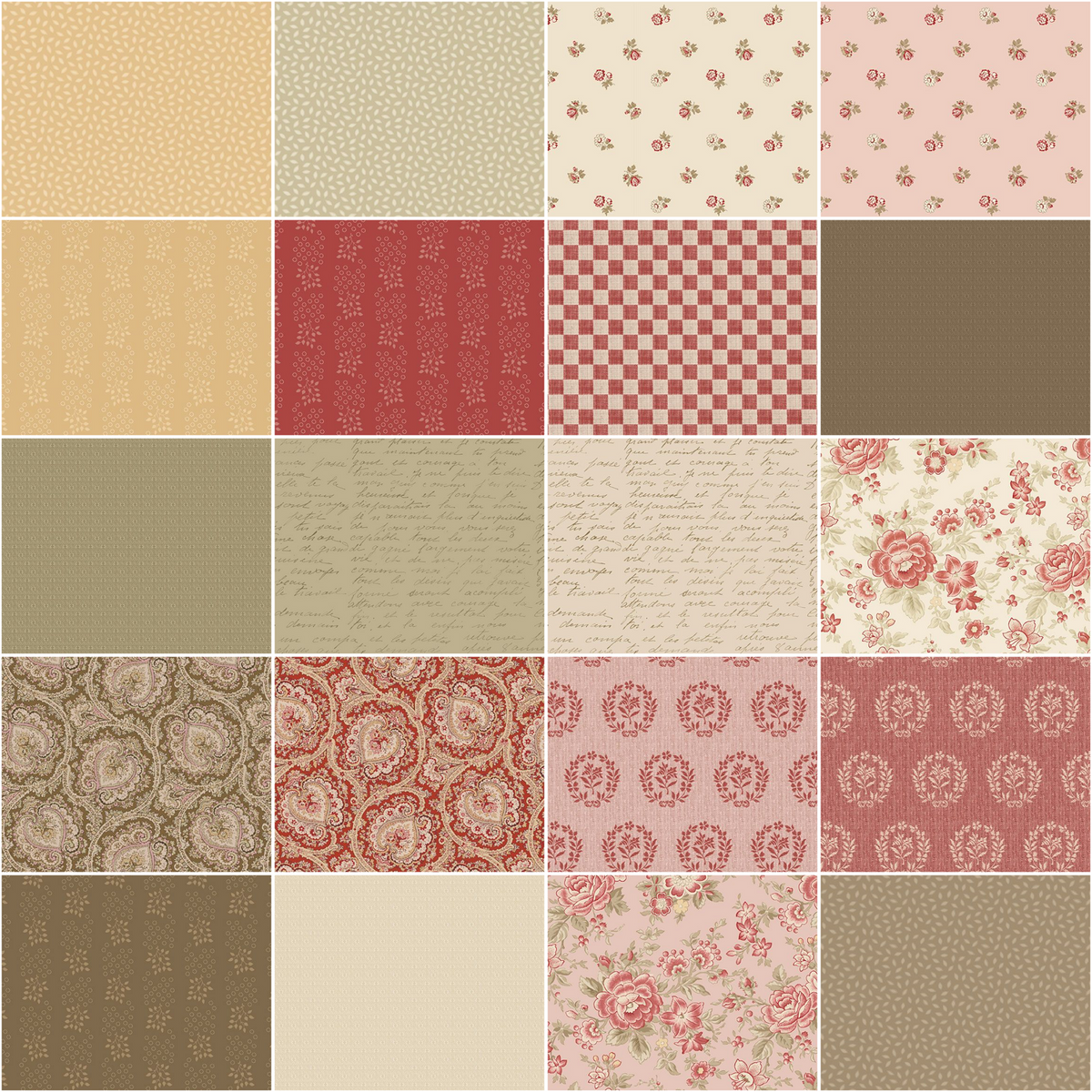 Marcus Fabrics - Love Letters by Dawn Heese - 40 2.5" Strips