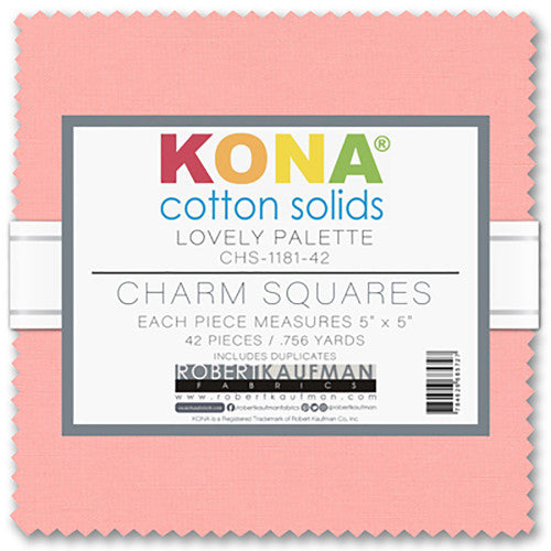 Charm Pack 5x5 Squares - Robert Kaufman Kona Solid Lovely Colorway - 40 5" Squares
