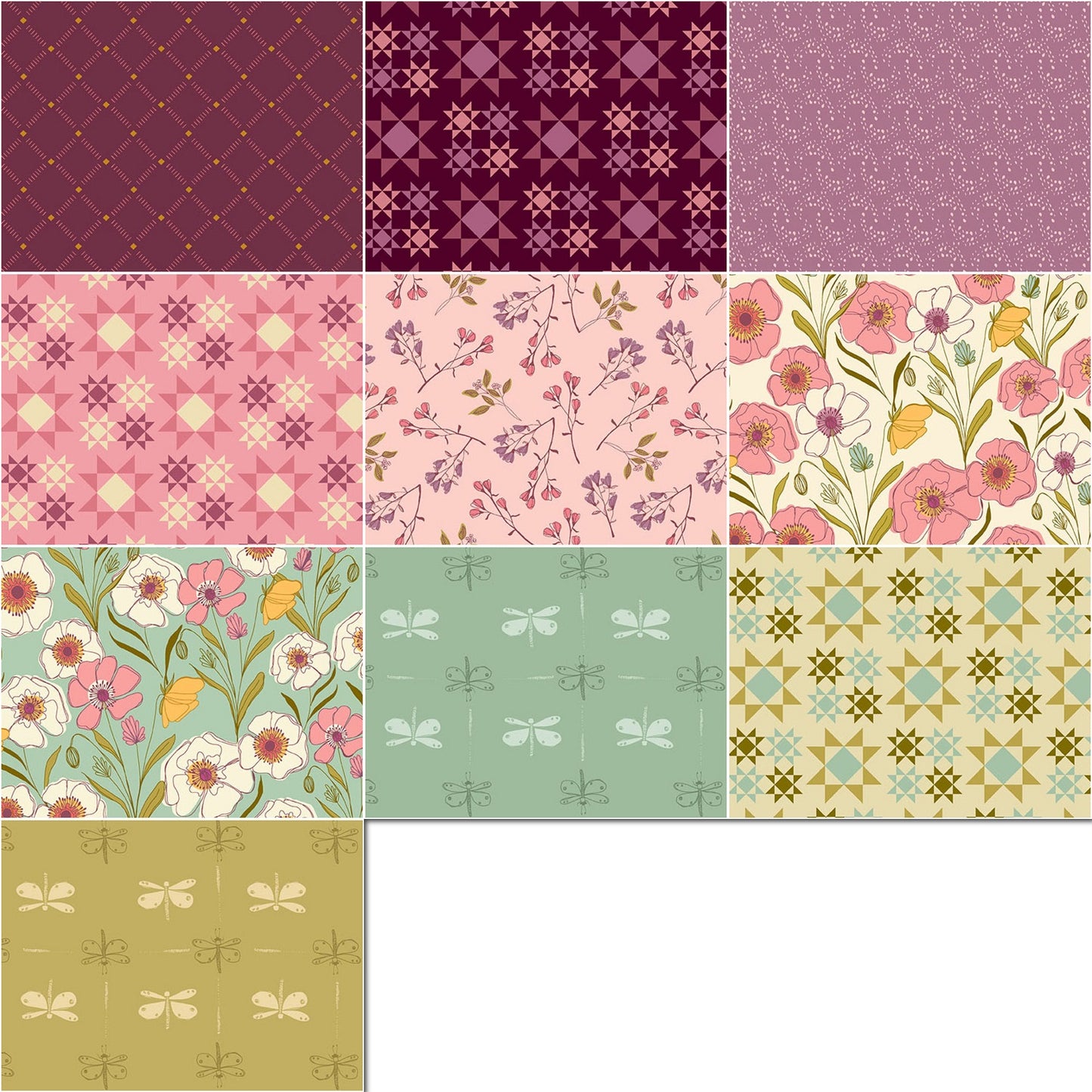 Andover "Meadow Walk" Half-yard Bundle - 10 Fabrics, 5 Total Yards