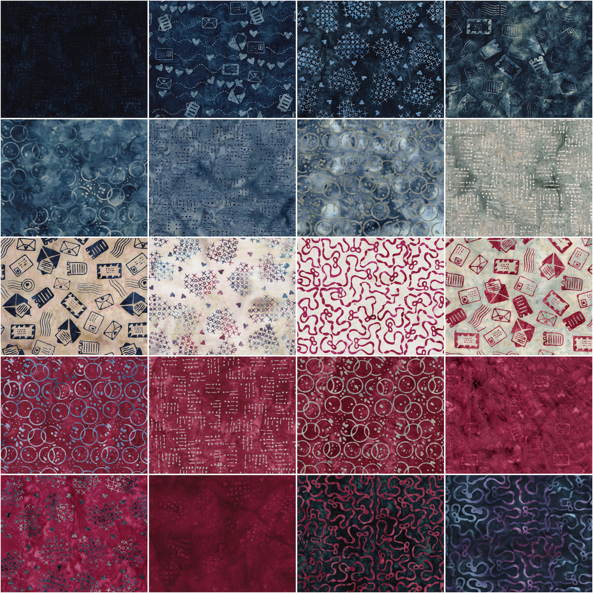 Island Batik - Missing You - 20 Fabrics, 40 Total Strips