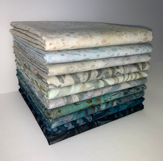 Robert Kaufman Artisan Batik "Marshland" (Cool) Half-yard Bundle - 10 Fabrics, 5 Total Yards