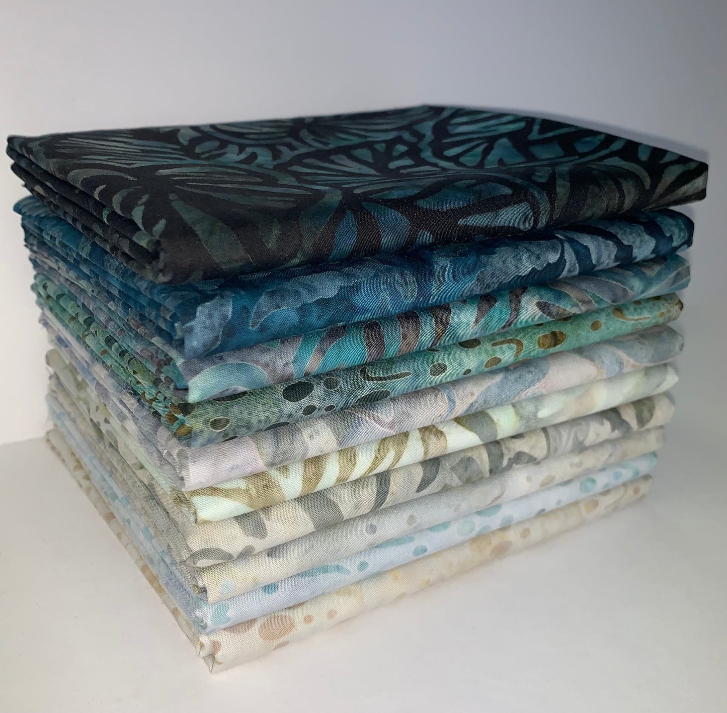 Robert Kaufman Artisan Batik "Marshland" (Cool) Half-yard Bundle - 10 Fabrics, 5 Total Yards