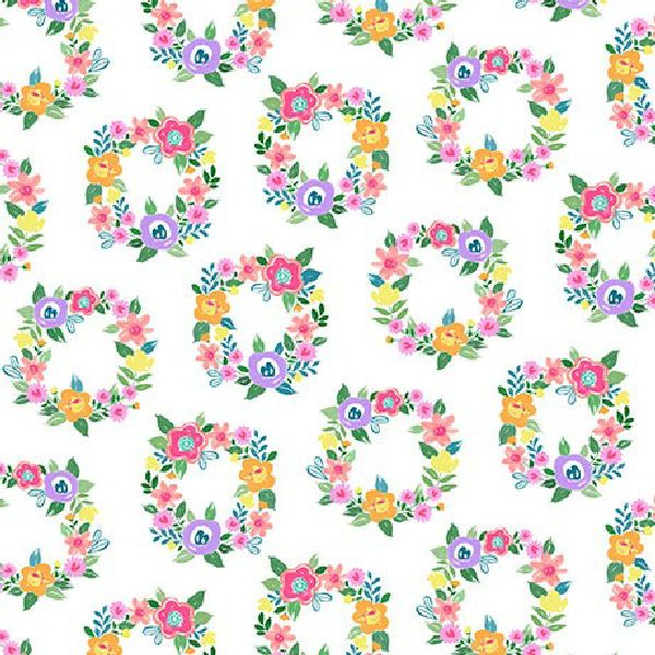 (4.5 yd) Michael Miller Flower Wreaths DCX9950-WHIT-D