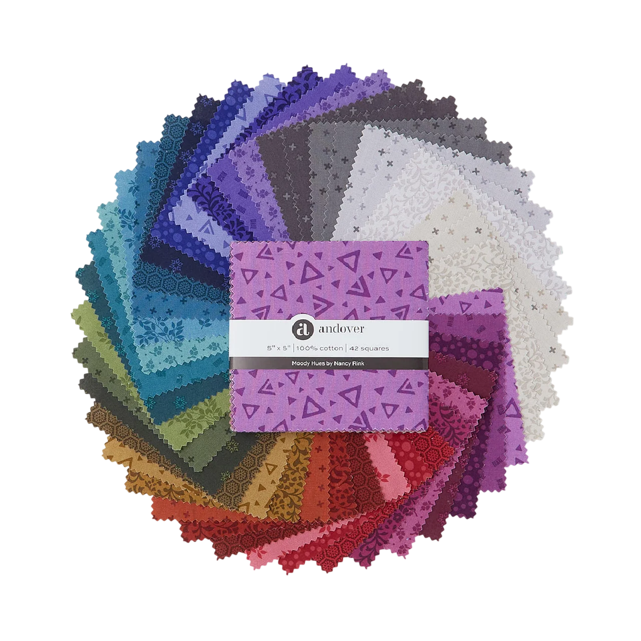 Charm Pack 5x5 Squares - Andover/Makower UK Moody Hues - 40 5" Squares
