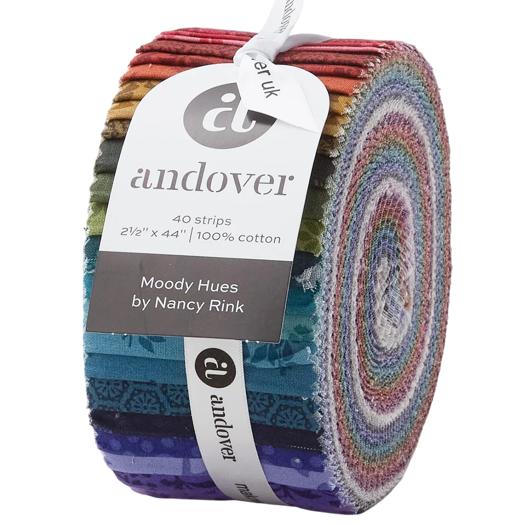 Andover/Makower UK - Moody Hues Double Scoops - 40 2.5" Strips/Jelly Roll