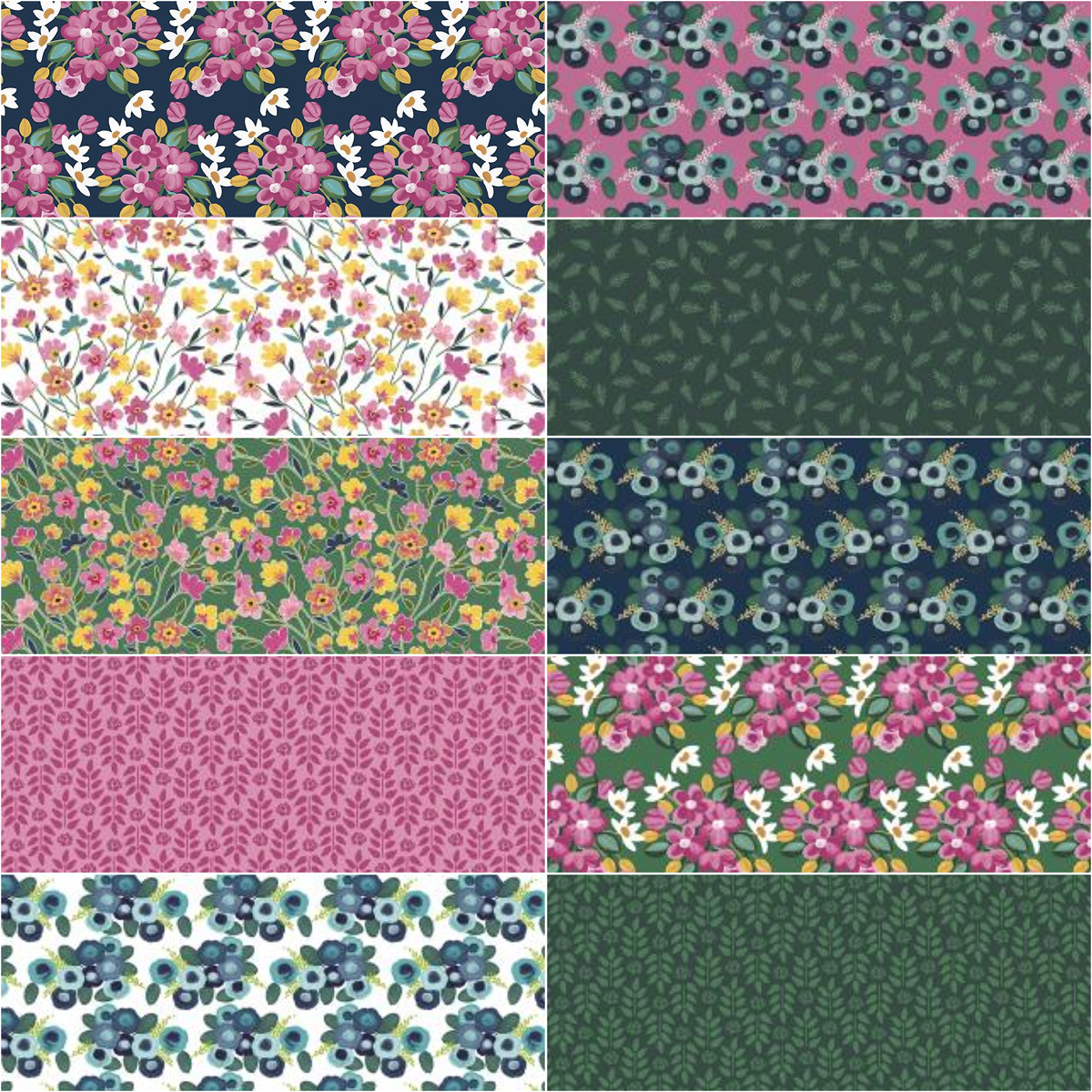 Riley Blake "Morning Meadow" Half-yard Bundle - 10 Fabrics, 5 Total Yards