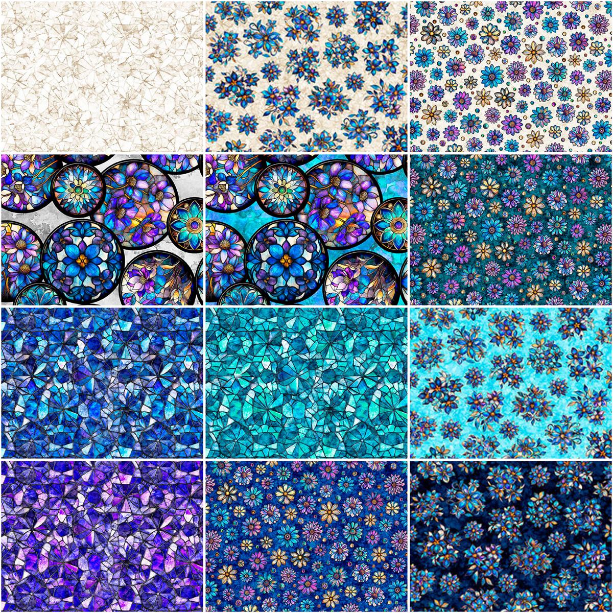 Quilting Treasures QT Fabrics - Mosaic Blooms by Dan Morris - 40 Strip Jelly Roll