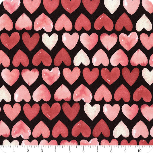 (6 yd) Riley Blake My Valentine C14151-Black Hearts