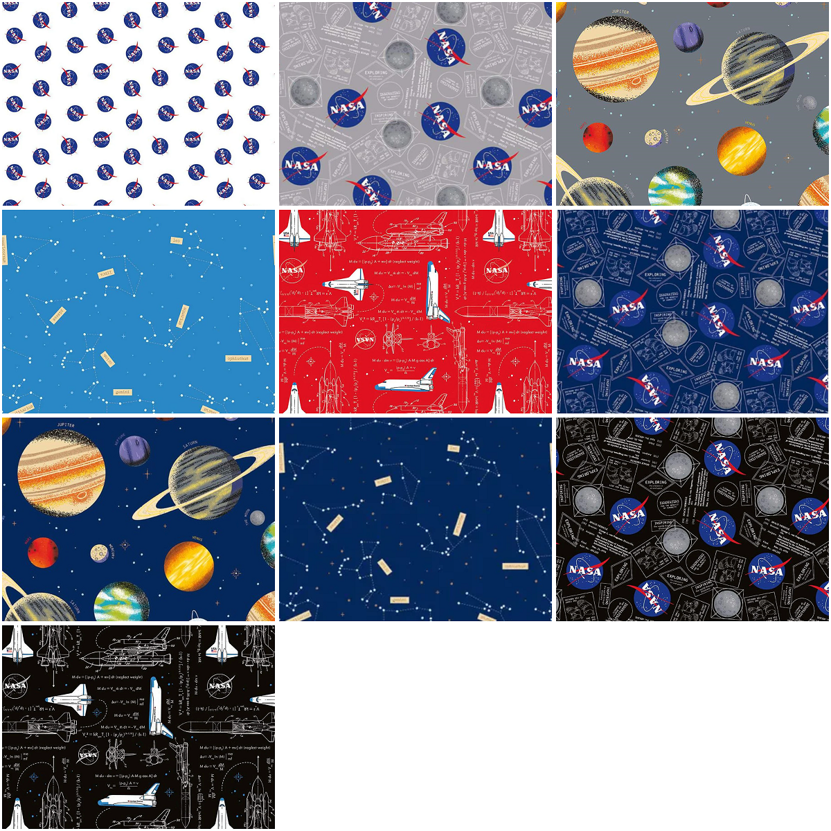 Riley Blake "Outer Space" (NASA) Half-yard Bundle - 10 Fabrics, 5 Total Yards