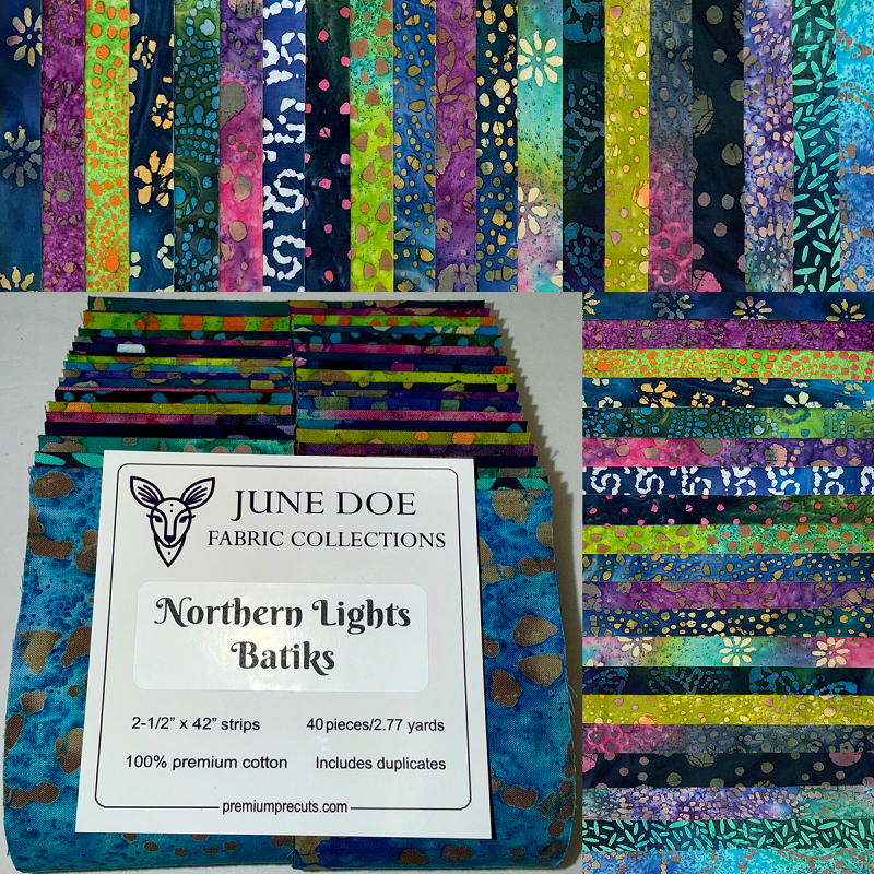 June Doe Fabric Collections - Northern Lights Batiks - 40-Strip Pack
