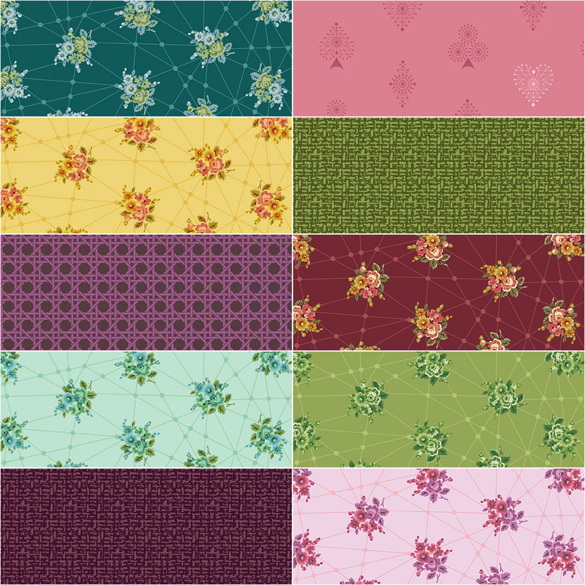 Andover "Nonna Natale" Half-yard Bundle - 10 Fabrics, 5 Total Yards