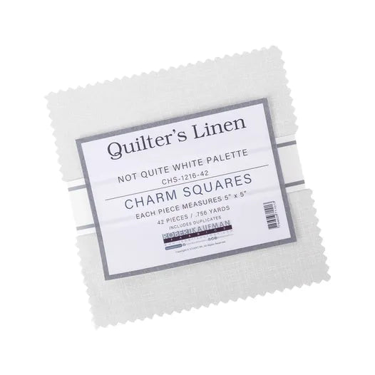 Charm Pack 5x5 Squares - Robert Kaufman Quilter's Linens Not Quite White - 40 5" Squares