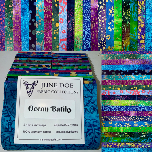 June Doe Fabric Collections - Ocean Batiks - 40-Strip Pack