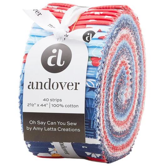Andover/Makower UK - Oh Say Can You Sew Double Scoops - 40 2.5" Strips/Jelly Roll