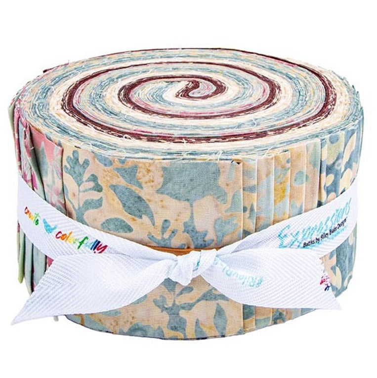 Riley Blake Old China Floral Grid Expressions Batiks - 40 Strip Rolie Polie