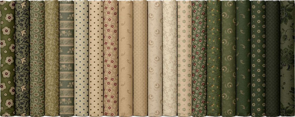 Marcus Fabrics - Old Village Greens by Pam Buda - 40 2.5" Strips/Jelly Roll