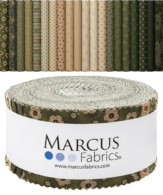 Marcus Fabrics - Old Village Greens by Pam Buda - 40 2.5" Strips/Jelly Roll