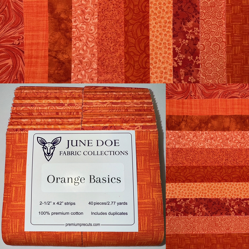 June Doe Fabric Collections - Orange Basics - 40-Strip Pack