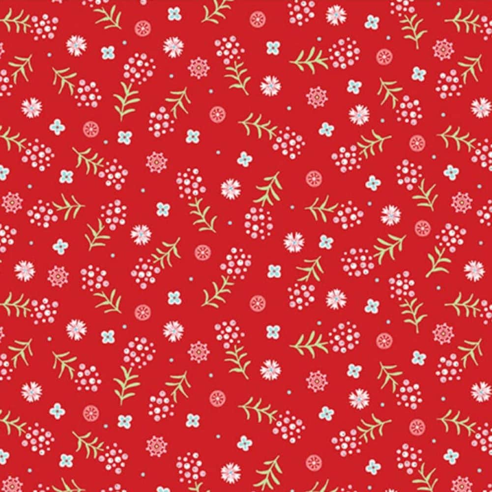 (5 yd) Benartex Winter Village Meadow Red 10383-10