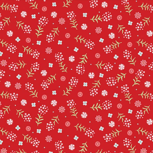 (5 yd) Benartex Winter Village Meadow Red 10383-10