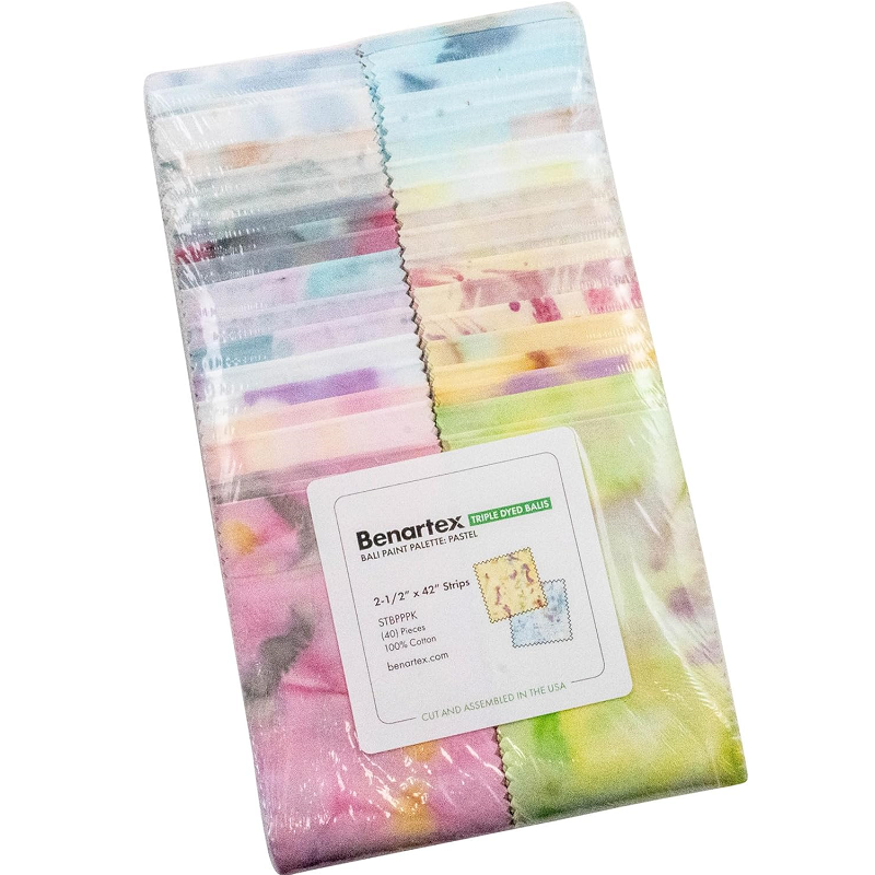 Benartex Bali Batik Paint Palette: Pastel Batiks Strip-pies - 40 2.5" Strips