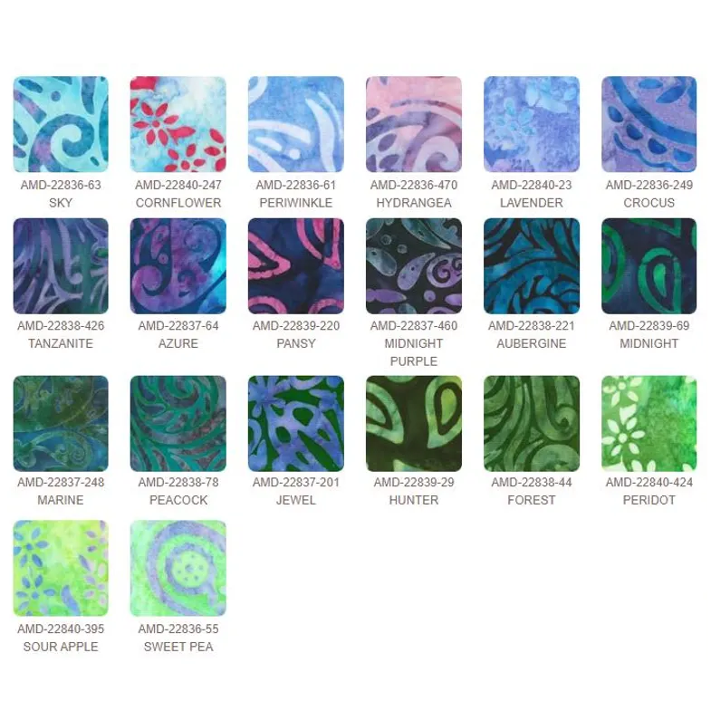 Robert Kaufman Artisan Batiks: Paisley Bouquet Roll-up - 40 Total Strips