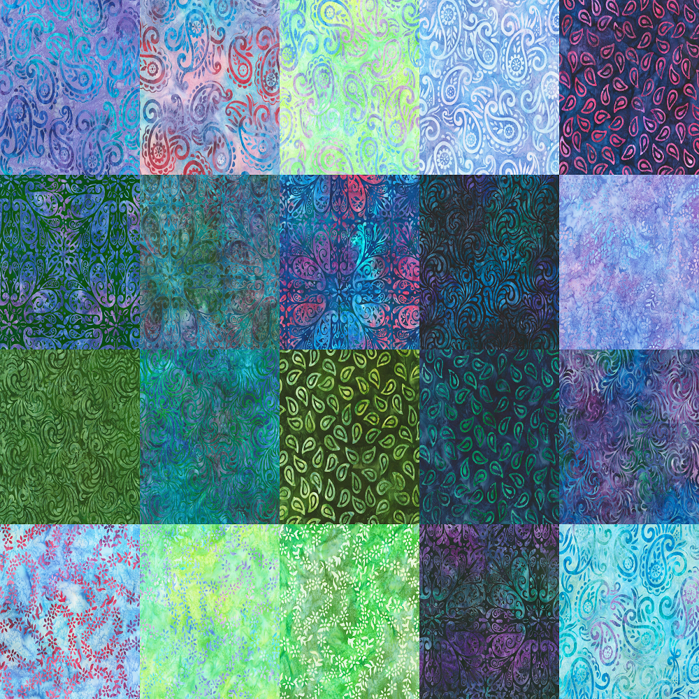 Robert Kaufman Artisan Batiks: Paisley Bouquet Roll-up - 40 Total Strips