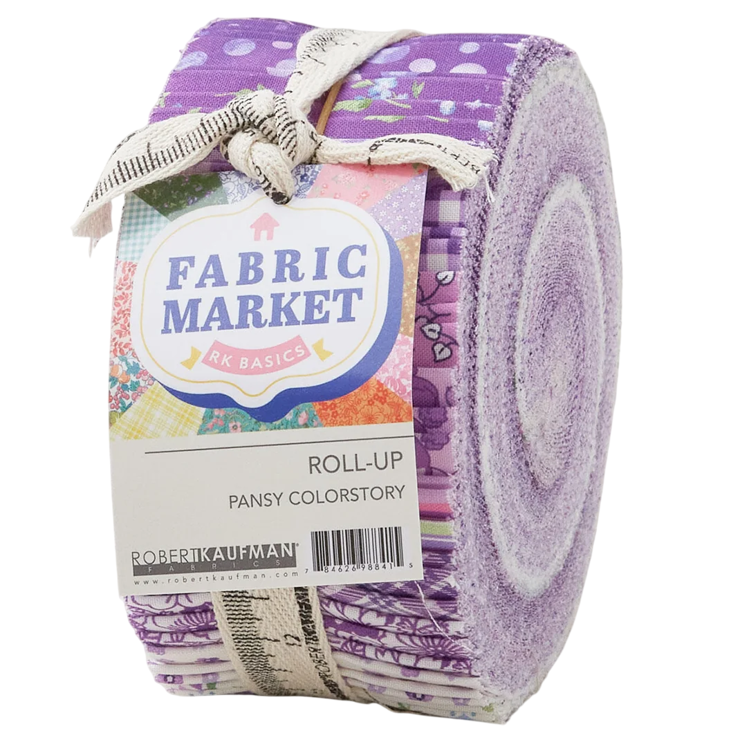 Robert Kaufman Fabric Market - Pansy Roll-up - 40 Strip Roll