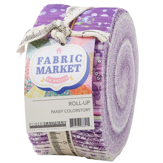 Robert Kaufman Fabric Market - Pansy Roll-up - 40 Strip Roll