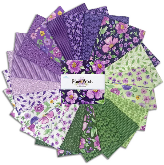 Charm Pack 5x5 Squares - Riley Blake Plum Petals 5-inch Stacker - 40 5" Squares