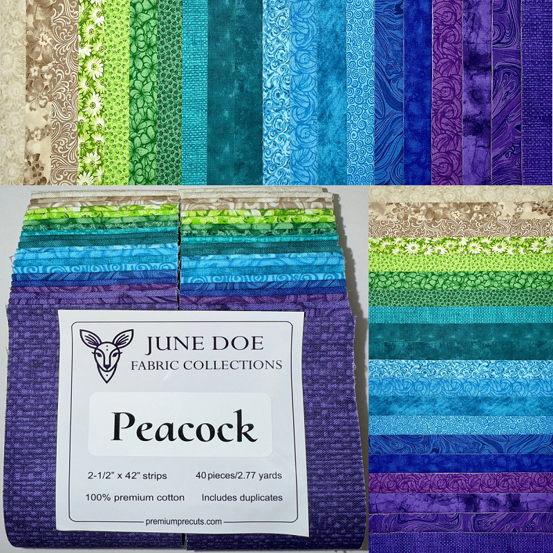 June Doe Fabric Collections - Peacock - 40-Strip Pack