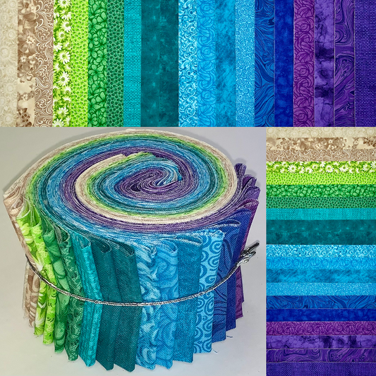 Peacock 2.5" Roll - 20 Fabrics, 20 Strips