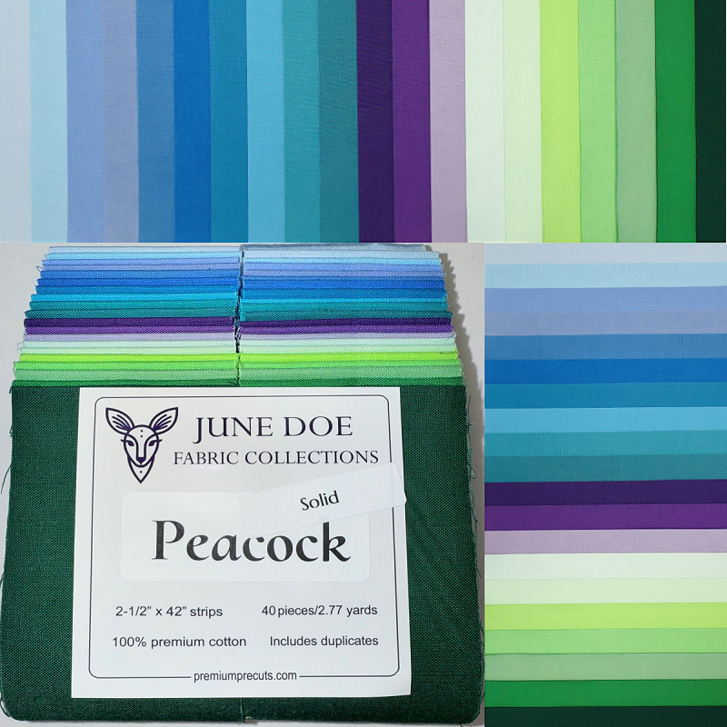 June Doe Fabric Collections - Peacock Solid - 40-Strip Pack