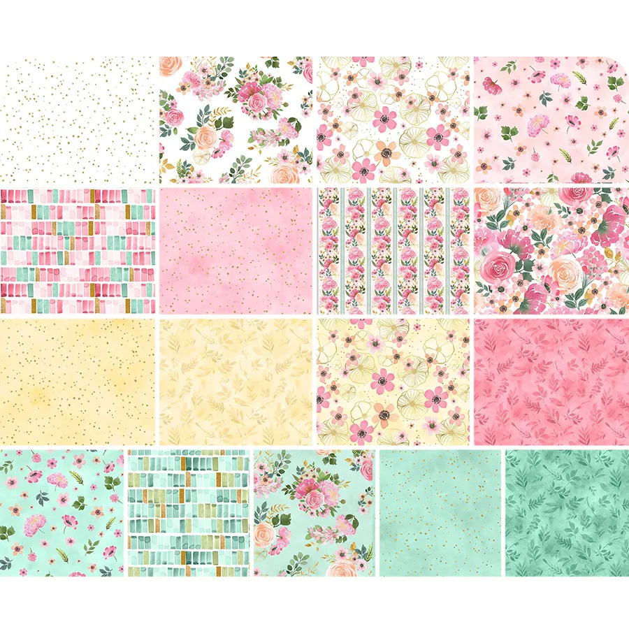 Wilmington Prints - 40 Karat Crystals - Peony Blossoms