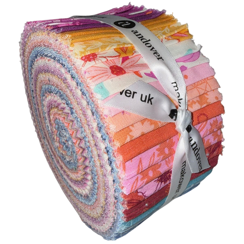 Andover/Makower UK - Petals & Stitches Double Scoops - 40 2.5" Strips