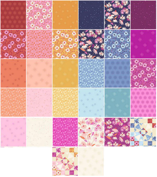 Andover/Makower UK - Petals & Stitches Double Scoops - 40 2.5" Strips